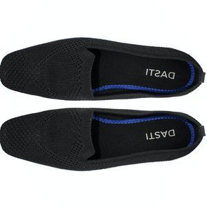 Slip on Shoes Knit Flats for Women (Black)